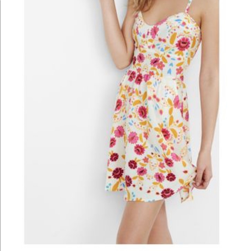 Express Ivory Floral Print Sweetheart sundress.